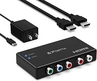 Component to HDMI Converter with HDMI Cable, RGB 5 RCA YPbPr to Video Converter, Support 1080p 60Hz for PS2 PS3 Xbox 360