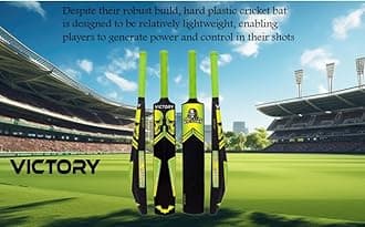 Victory Turf Cricket Bat for Adults Hard Plastic Bat Full Size Tennis Cricket Bat for Mens Plastic Cricket Bats with Grip for Soft Cricket Ball, Gully Cricket, Tournament Match - Black/Green (Size-8)
