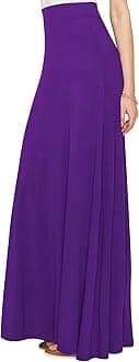 Lock and Love Women's Casual Comfy Stylish High Waist Flare Long Maxi Skirt – Available in Print & Solid Options