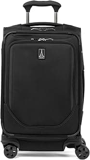 Travelpro Crew Classic Lightweight Softside Expandable Carry on Luggage, 8 Wheel Spinner Suitcase, Men and Women, Carry On 21-Inch, Black