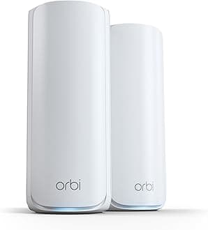 Orbi 7 Mesh Tri-Band WiFi System (RBE772) – Pack of 2 – 500 m² Coverage, 100 Devices – 2.5 Gbps Internet Port – BE11000 (11 Gbps) – Compatible with Thick Walls and All Boxes