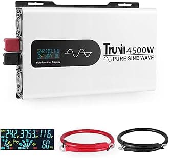 24V DC to 110V 120V 4500W Power Inverter 24V 4500W Pure Sine Wave Inverterwith LED Monitor Solar Inverter for Home RV Truck Off-Grid 12V Inverter Built-in Two AC Hardwire Ports