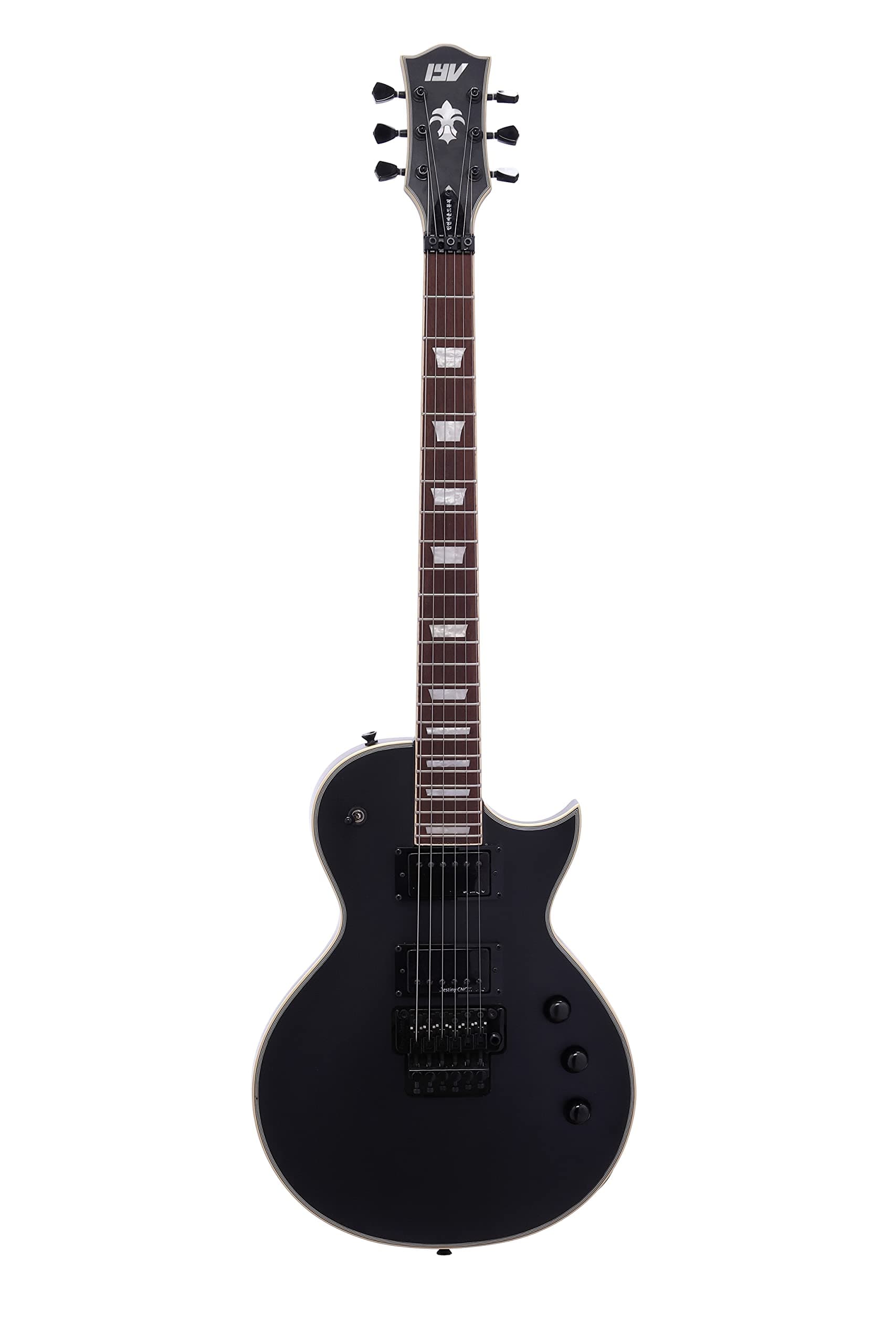IYV 6 String IYV-ILP-400FR Solid Body Virus Floyd Rose Tremero Electric Guitar, Satin Black, Right (ILP-400FR)