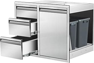 SGOLAN Outdoor Kitchen Door Drawer Combo Cabinet 28" W x 22" H x 19.5" D Stainless Steel Built-in Triple Drawers&Right Trash Drawer Combo Cabinet for Outdoor Kitchen Island, Patio Grill Station