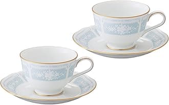Noritake Y6578A/1507 Noritake Cup & Saucer (Pair) (For Coffee/Tea) 7.8 fl oz (220 cc) Racewood Gold 2 Pack Blue Fine Porcelain