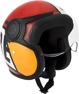 Royal Enfield Color-Block Explore Open Face ISI and DOT Certified Riding Helmet Red (L) 60 Cm with High Density Eps Liner for Better Impact Absorption and Comfort