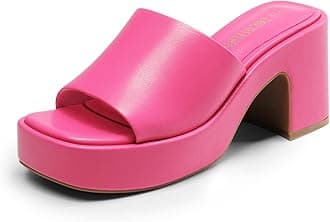 DREAM PAIRS High Chunky Platform Heels for Women Fashion Comfort Slip on Square Open Toe Block Heel Sandals