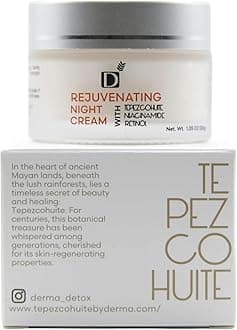 Rejuvenating Night Face Cream With Retinol, Tepezcohuite And Niacinamide - Cruelty-Free, Vegan, Paraben Free Silicone Natural Ingredients Mexican Skin Care