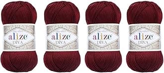 4 Balls Hand Knitting Yarn 100% Microfiber Acrylic Yarn Alize Diva Silk Effect Thread Crochet Art Lace Craft Lot of 4 skeins 400gr 1532yds (57)