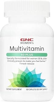 Women's Multivitamin 50 Plus, Supports Bone, Eye, Memory, Brain and Skin Health with Vitamin D, Calcium and B12, Helps Increase Energy Production, 60 Caplets