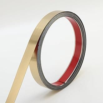 Gaahing Brushed Metal Trim, Peel and Stick Stainless Steel Wall Molding for Fireplace, Mirror Frame, Furniture and Home Decoration, 16.4 ft x 1.6 in