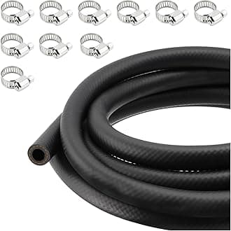 ID 5/16" 8mm Fuel Line Kit with 10 Adjustable Fuel Line Clamps,High Pressure 300PSI Fuels Hose for Transporting Diesel,Gasoline,NBR Rubber Gas Lines Hose for Car Fuels Systems