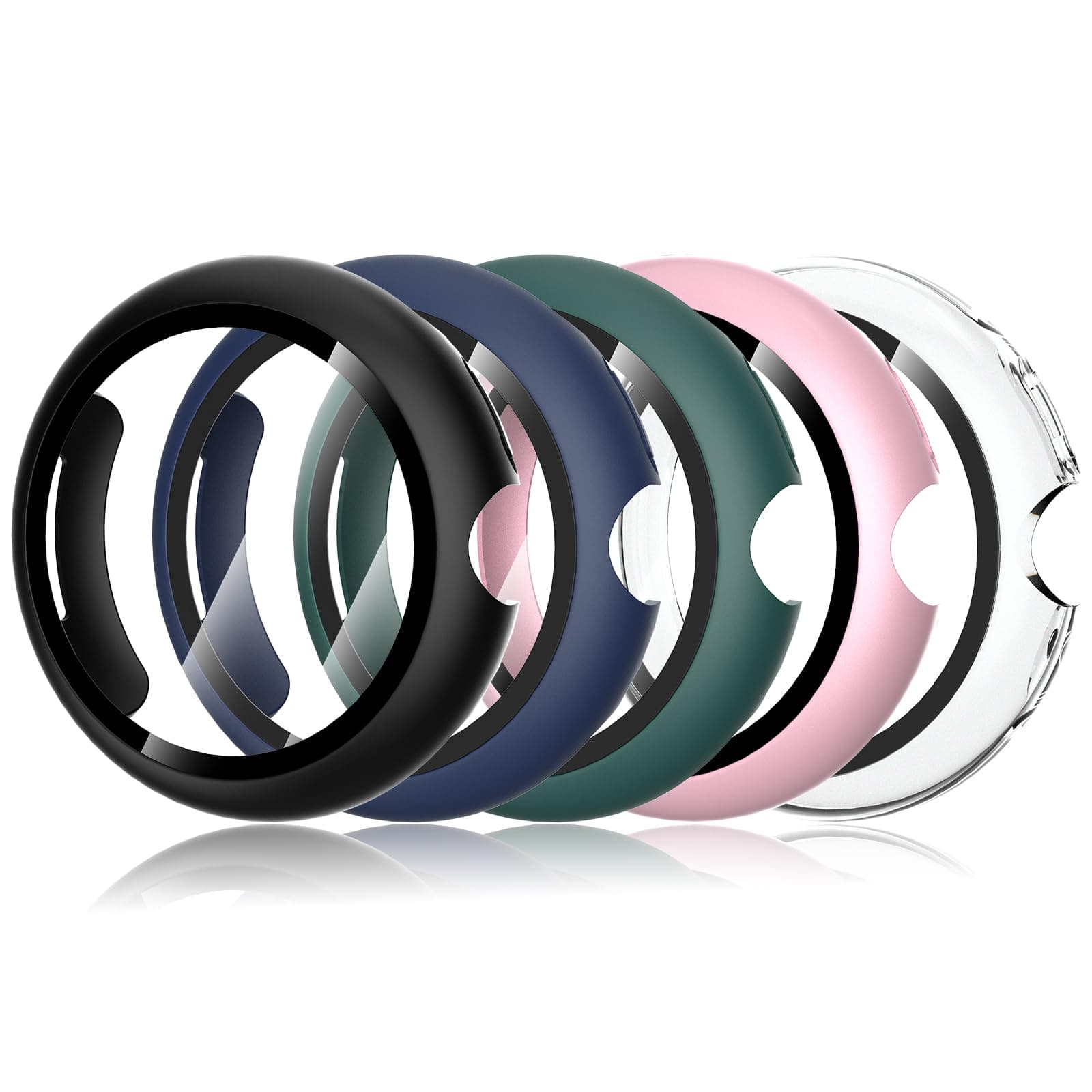 5-Pack Hard PC Case with Screen Protector Compatible with Google Pixel Watch 3 45mm 2024, Anti-Scratch Ultra-Thin Protective Bumper Cover Cases Compatible with Google Pixel Watch 3 45mm