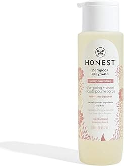 The Honest Company Gently Nourishing Sweet Almond Shampoo + Body Wash, Tear Free Baby Shampoo + Body Wash, Naturally Derived Ingredients, sulfate & Paraben Free Baby Wash, 18 Fl. Oz