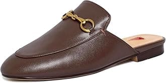 Vertundy Women's Mules Low Heel Flats Leather Slip On Backless Sandals for Girls Lady Work Slides