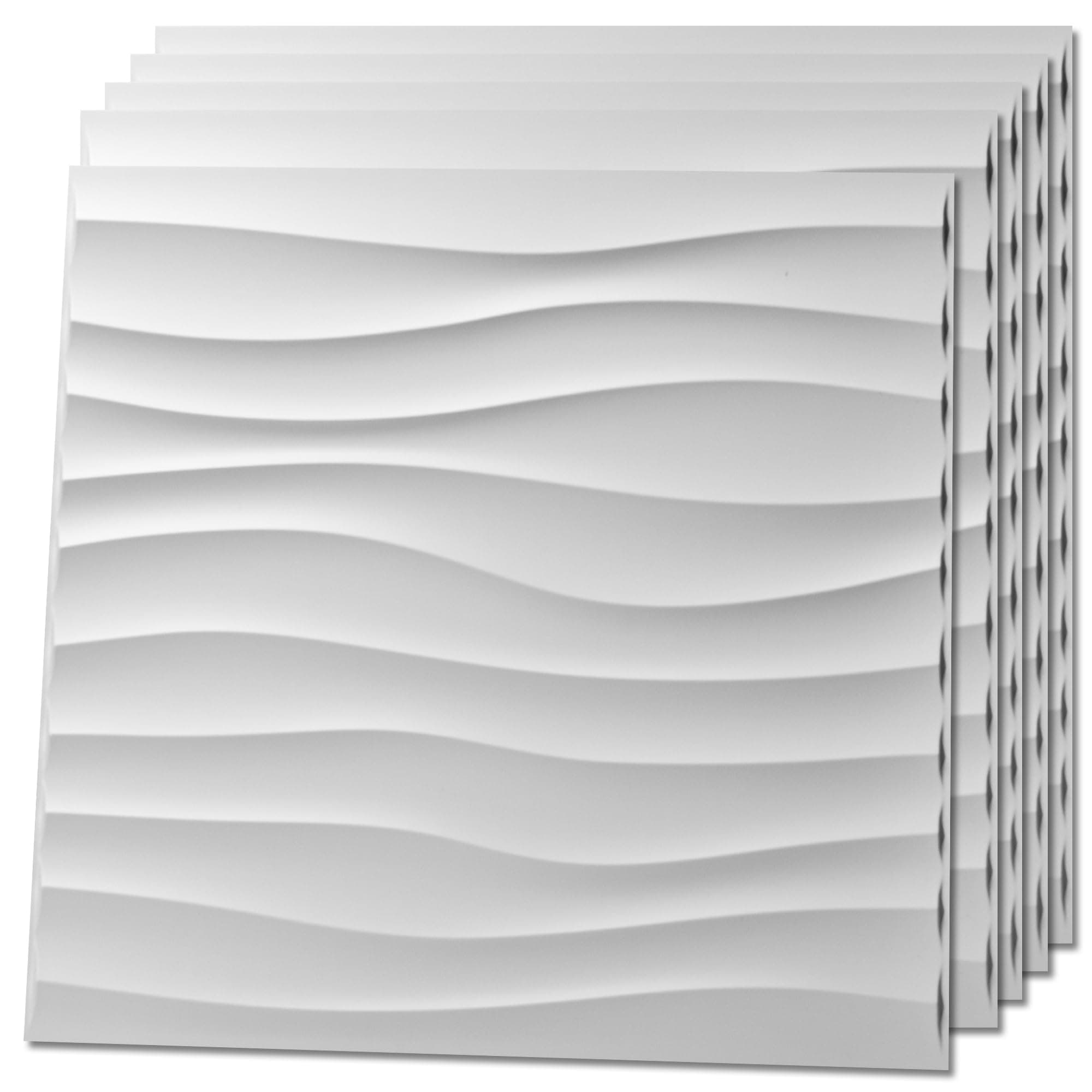 Art3d PVC 3D Wall Panels Wave Design, Decorative Wall Panels for Interior, Living Room, Bedroom, Matte White, 50x50 CM (12 Pack)