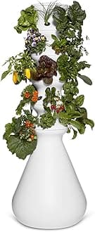 Farmstand Starter Kit Hydroponic Garden Tower with 30 Seedling Credits | 5 ft Vertical Self Watering Outdoor Planter System for Vegetables, Herbs & Greens | Family Growing System | Made in USA