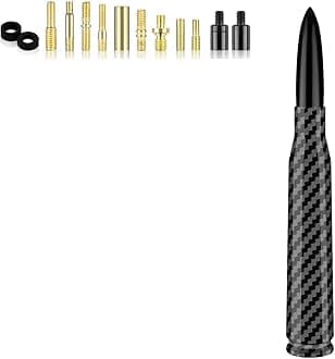 Car Bullet Antenna with 13 Car Antenna Replacement Accessories,Truck Antenna Decoration Compatible with Chevrolet Dodge Toyota GMC Jeep Ford (Black)