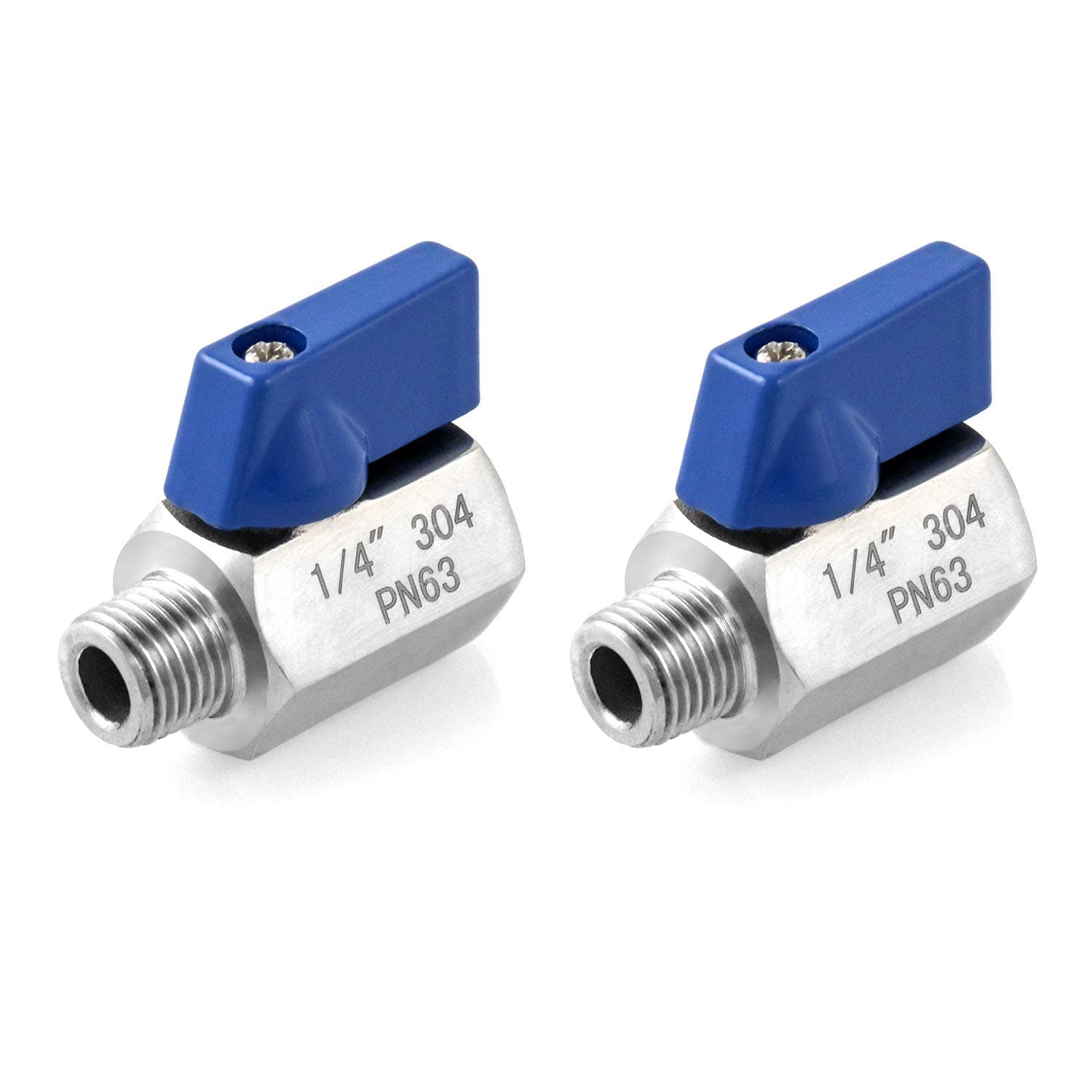 - QWORK Mini Ball Valve, 2 Pack 1/4" NPT Thread Female and Male 304 Stainless Steel Shut-Off Valves