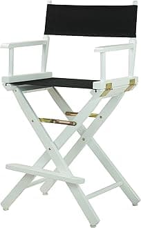 Casual Home 24" White Frame-Black Canvas Director Chair, Counter Height