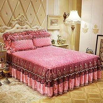 Bedskirt Warm Ruffled Luxury Bed decoration Pleated Base valance sheet Quilted fitted Bedspread Wrap around style With 18" drop-C Twinch2