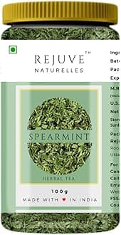 Rejuve Naturelles Premium Spearmint Tea | Freshly Packed And Natural Herbal Tea For Pcos,Pcod | Caffeine-Free | Premium Pet Jar (100 Gram)