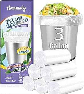 3 Gallon 120pcs (Fit 3-3.2 Gal) Small Clear Trash BagsPlastic Strong Clear Garbage Bags,Bathroom Trash Can Bin Liners,Waste Basket Liner,Fit 10-13 Liter, 3 Gallon,3.2Gallon