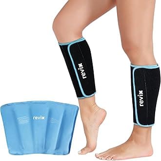 REVIX Calf and Shin Ice Packs, Reusable Leg Cold Packs for Shin Discomfort Relief, Cold Compression Brace for Leg, Elbow, Knee Post-Workout Recovery and Support, Set of 2
