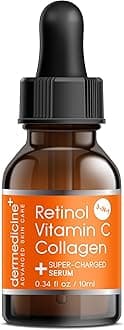 Retinol Vitamin C Collagen | Super Charged Anti-Aging Serum for Face | Pharmaceutical Grade Quality | Helps Smooth & Plump Fine Lines & Wrinkles & Brightens for Younger Skin Trial Size