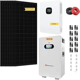 10KW Off Grid Solar System Complete Kit 48V 5KWH Kit Home Solar Power System Complete Kit with 10PCS*550W Solar Panels, 10KW Inverter, 51.2V 100Ah 5KWH LiFeP04 Battery