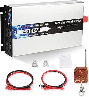 NIHAO 4000W Power Inverters DC 12V to 110V AC Converter with LCD Display, Remote Control, 2 International Socket and Battery Clips for Large Power appliances