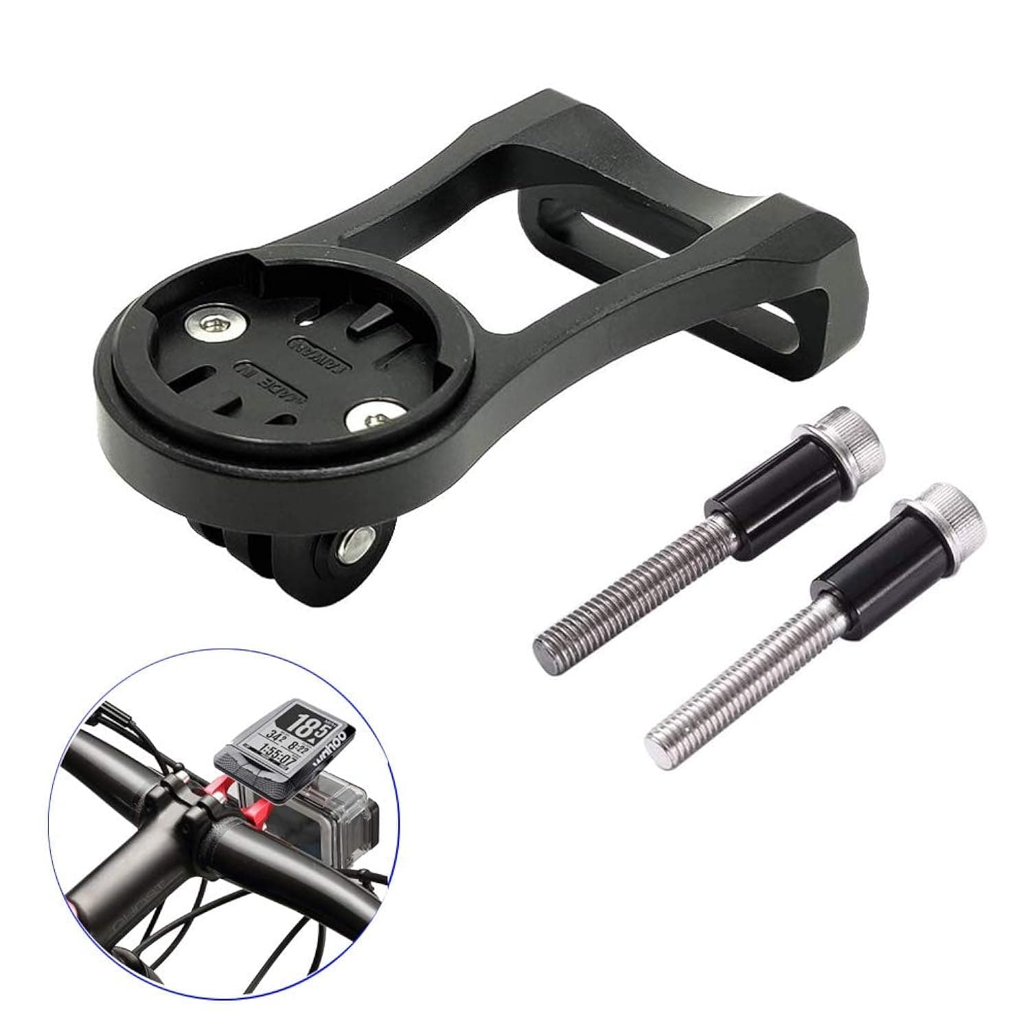 Out Front Combo Extended Mount for Wahoo Elemnt Bolt and Mini, Bike Light Adapter