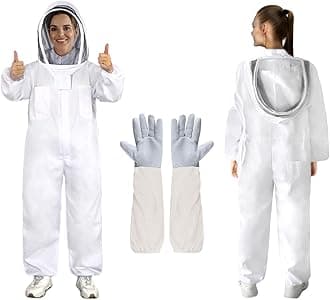 Professional Bee Suit for Men Women, Beekeeping Suit Beekeeper Suit with Glove &Ventilated Hood, Multi-Size Bee Outfit for Backyard and Bee Keeper