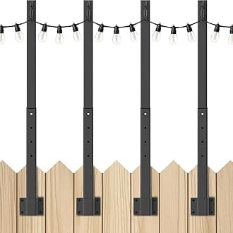 4 Pack String Light Poles,2.8 Ft Light Poles for Outside String Lights,Outdoor Lights Pole with Fork,Metal Poles Stand for Patio Deck Backyard