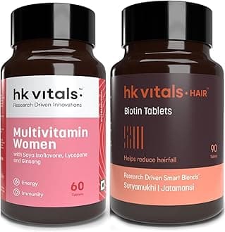 hk vitals Biotin (90 Tablets) | Supplement for Hair Growth & Multivitamin For Women (60 Tablets) | Combo Pack