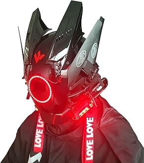 Punk Mask Helmet Cosplay for Men, Futuristic Punk Techwear, Halloween Cosplay with Light
