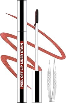 QCMME Lip Liner Stain Peel Off with Tweezer, Long Lasting Matte Lip Tattoo, Highly Pigmented Color Lip Tint Makeup, Waterproof, Transfer-proof Lipstain for Women, for All Skin Types 07