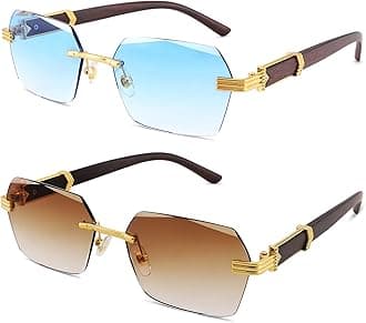 Hycredi Rimless Rectangle Sunglasses Men Women Retro Frameless Square Shade Y2k Sun Glasses Tinted Eyewear