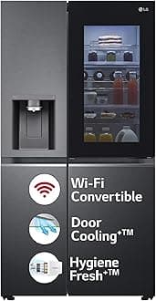630 L, Frost-Free, Inverter, Wi-Fi Convertible, InstaView Door-In-Door, Side-By-Side Refrigerator with Ice and Water Dispenser (GL-X257AMC3, Matte Black, Door Cooling+ with Hygiene Fresh+)