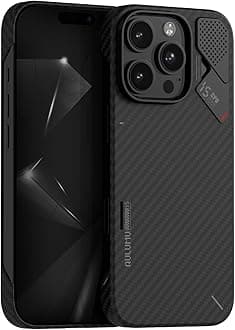 Aulumu Aramid Fiber for iPhone 15 Pro Case | 1500D Ultra Slim Woven | Real Cooling | Compatible with MagSafe Black