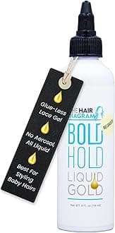 Bold Hold Liquid Gold Reloaded - Glueless Lace Gel - Temporary Hold for Wigs and Hair Systems - Styling Agent for Baby Hairs - Non Toxic - Water Based Formula - 4oz