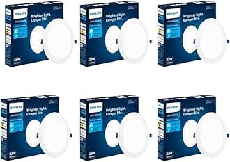PHILIPS Astra Sleek 22-watt Round LED Downlighter | LED Ceiling Light for Home and Hall | Cut Out: 188 mm, Color: Natural White, Pack of 6