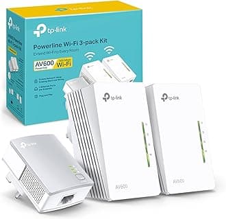TP-Link TL-WPA4220 TKIT 2-Port Powerline Adapter Starter Kit, WiFi Extender Booster Trasfer Speeds up to 600Mbps, 2x Ethernet Ports, One-Touch Wi-Fi Configuration, Easy App Management