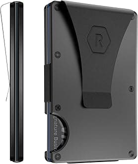 Ridge Slim Minimalist Wallet for Men - Front Pocket RFID Card Holder, Gunmetal (Titanium), Hex Ridge