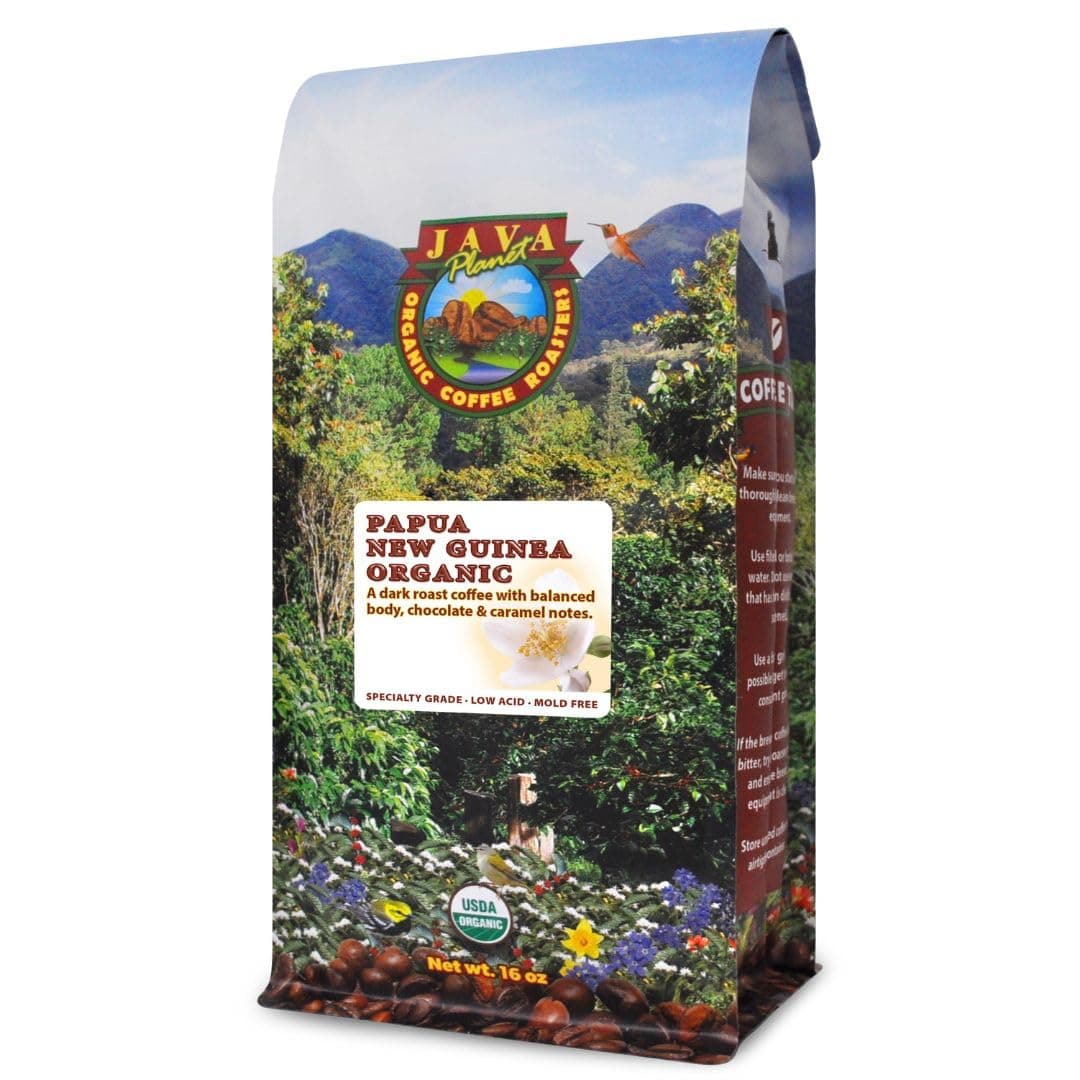 Java Planet Bio, Papua New Guinea Single Origin Dark Roast, Smooth Full Flavored Organic Coffee Beans, Low Acid, Whole Bean Coffee, 0.5 kg Bag