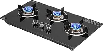 Bajaj Dual Hob Top & Open Gas Stove 3 Burners | 8 MM Toughened Glasstop | Smart Swivel Nozzle | Stainless Steel Driptray | Brass Burners | ISI Certified | 2-Yr Warranty 【Black】