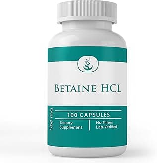PURE ORIGINAL INGREDIENTS Betaine HCL, (100 Capsules) Always Pure, No Additives Or Fillers, Lab Verified