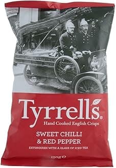 Tyrrells Hand Cooked English Crisps - Sweet Chilli & Red Pepper (150g) - Pack of 6