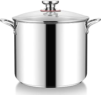HaWare Stock Pot, 12L Large Stainless Steel Stockpot with Clear Lid, 26cm Tri-Ply Bottom Cooking Pot for Pasta/Meat/Soup, Suit for Induction/Electric/Gas/Ceramic, Healthy & Easy Clean