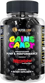 ALPHA LION Gains Candy, Supplement Pills for Muscle Pump & Blood Flow, Nitric...